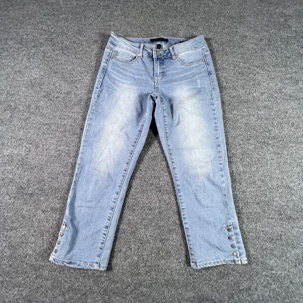 Code Bleu Maya Straight Jeans Women's 4 Blue Cotton Denim Faded Workwear Stretch